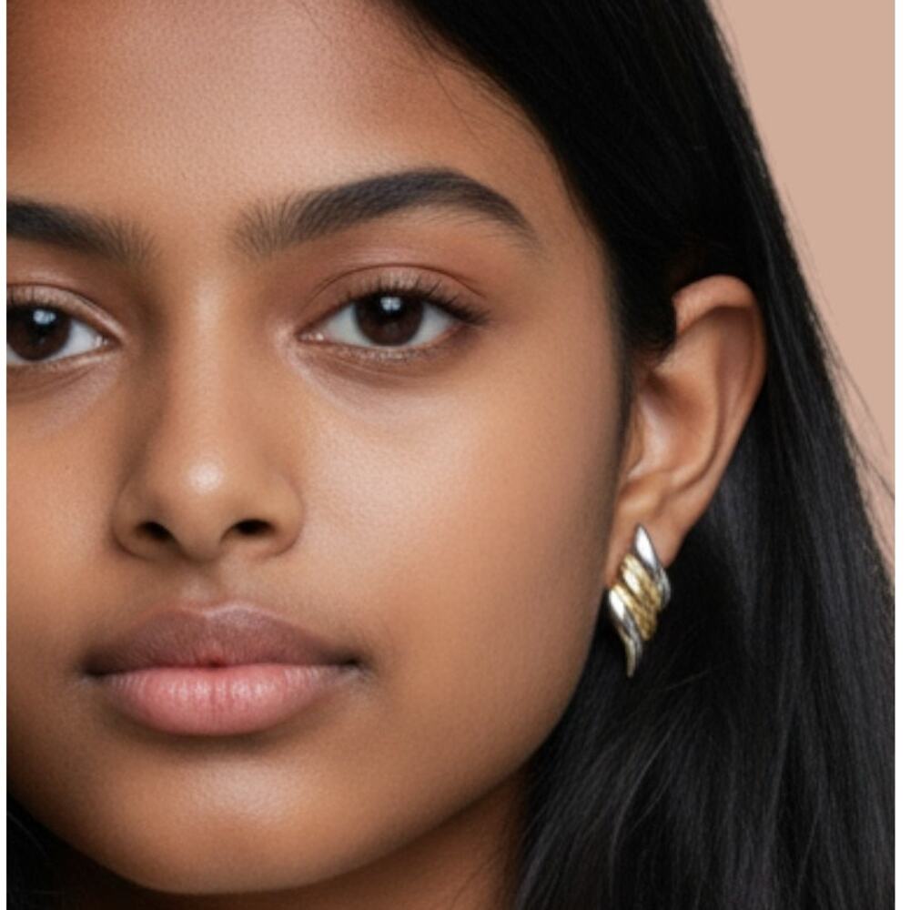 Area Stars Silver Gold Wave Post Stud Fashion Earrings ~ NEW